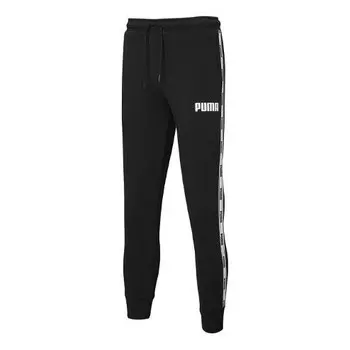 Брюки tape tracksuit pant 'black white' Puma, черный
