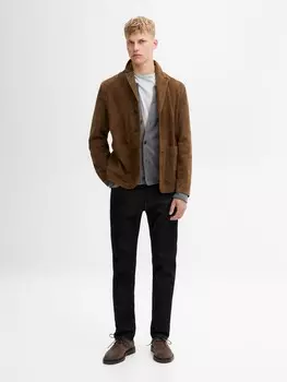 Брюки Tapered-Fit с эффектом денима Massimo Dutti, черный