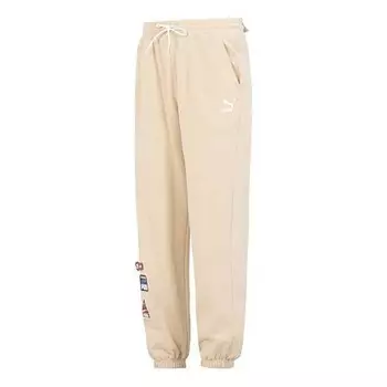 Брюки team badge sweatpants 'beige' Puma, бежевый