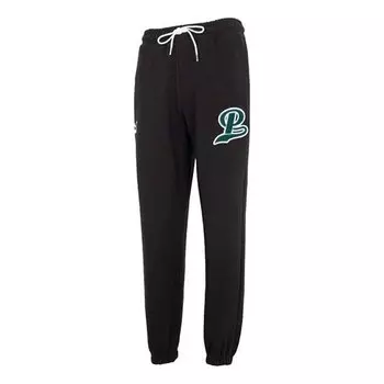 Брюки team sweatpants 'black green' Puma, черный