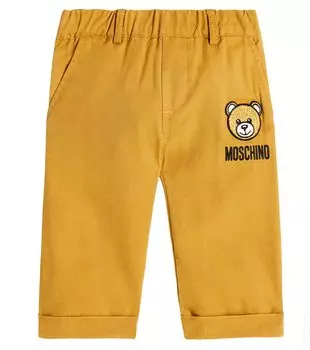 Брюки Teddy Bear из хлопка и льна Moschino, желтый