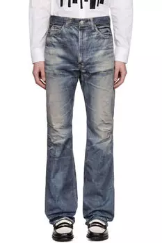 Брюки темно-синего цвета Levi's Edition из нейлонового твила с принтом в технике струйной печати Junya Watanabe