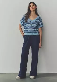 Брюки TEXTURED STRIPE WIDE Next, синий