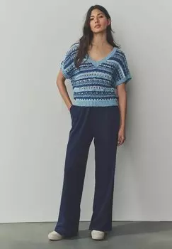 Брюки TEXTURED STRIPE WIDE Next, темно-синий