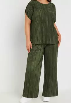 Брюки TEXTURED WIDE LEG Yours Clothing, зеленый