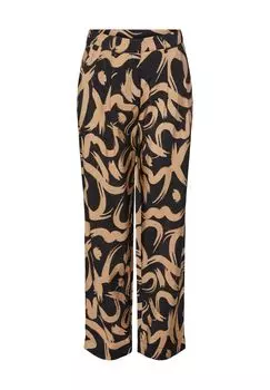 Брюки тканевые, свободного кроя, графический дизайн, женские PIECES, цвет Black Gold