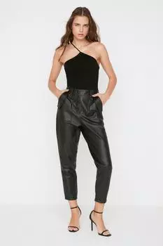 Брюки тканые Trendyol на пуговицах спереди, черный / морковный