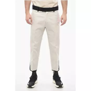 Брюки TOM из хлопкового твила Slim Fit с контрастным поясом Neil Barrett, White