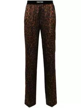 Брюки TOMFORD TRS TRCK PNTS ELSTC LOGO SLK LEOPARD PRNT SATIN TOM FORD, коричневый