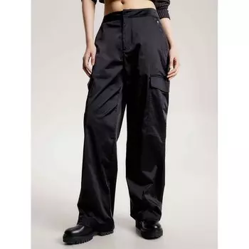 Брюки Tommy Jeans Satin Utility, черный