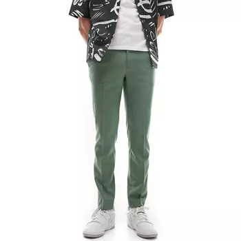 Брюки Topman Skinny Smart With Elastic Waistband, серовато-зеленый