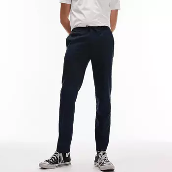 Брюки Topman Skinny Smart With Elasticated Waistband, темно-синий