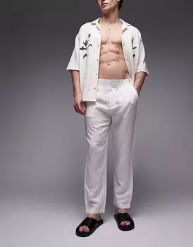 Брюки Topman зауженного кроя из льна цвета экрю