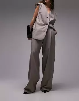 Брюки Topshop Co-ord Tonic Tailored Wide Leg, серый