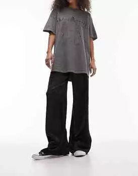 Брюки Topshop Crinkle Satin, черный