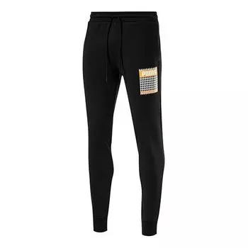 Брюки trend sweatpants 'black white yellow' Puma, черный