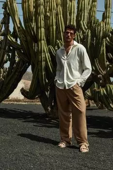 Брюки Trendyol широкие, бежевый