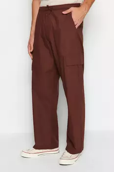 Брюки Trendyol широкие из технической ткани с парашютом, коричневый