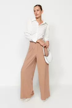 Брюки трикотажные Camel Trendyol со складками