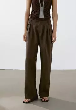 Брюки TRIPLE DARTED Massimo Dutti, цвет Mottled Dark Brown