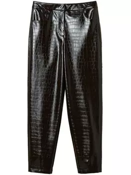 Брюки TWINSET из искусственной кожи с эффектом крокодила, коричневый