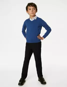 Брюки удлиненной длины стандартного кроя для мальчиков (2–16 лет) Marks & Spencer, черный
