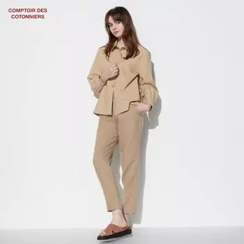 Брюки UNIQLO Comptoir de Cotonnier льняные, хаки