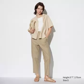 Брюки UNIQLO ines de la fressange из хлопкового льна, бежевый