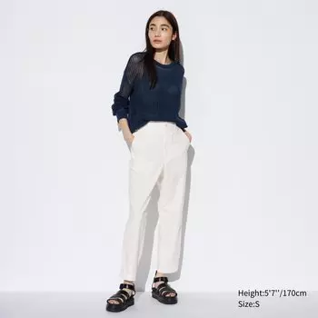 Брюки UNIQLO из хлопка, молочный