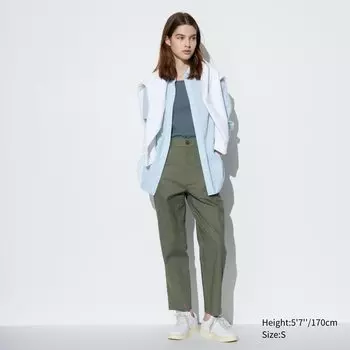 Брюки UNIQLO из хлопка, оливковый