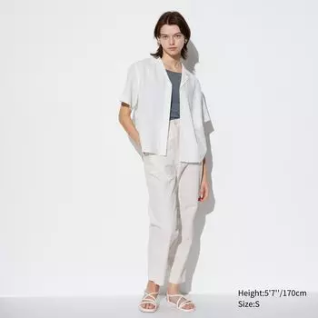 Брюки UNIQLO из льна и хлопка, молочный