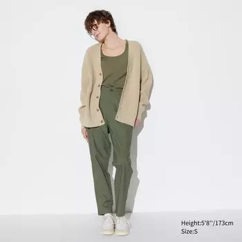 Брюки UNIQLO из льна и хлопка, оливковый