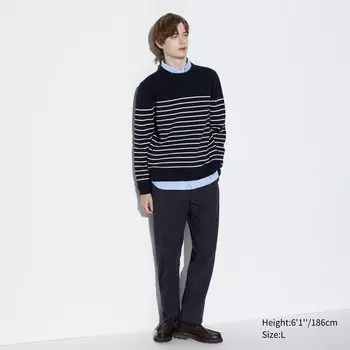 Брюки UNIQLO из шерсти удлиненные, темно-синий