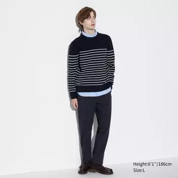 Брюки UNIQLO из шерсти удлиненные, темно-синий