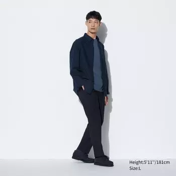 Брюки UNIQLO из шерсти укороченные, темно-синий
