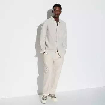 Брюки UNIQLO из смесового льна, бежевый