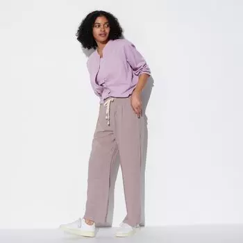 Брюки UNIQLO из смесового льна, фиолетовый