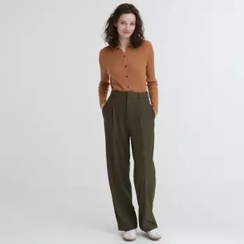 Брюки Uniqlo Pleated, оливковый