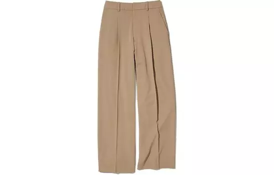 Брюки Uniqlo Pleated Wide, бежевый