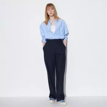 Брюки UNIQLO плиссированные, темно-синий