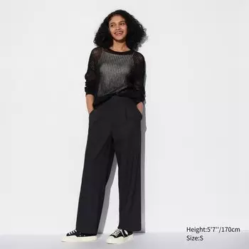 Брюки UNIQLO широкие плиссированные, черный