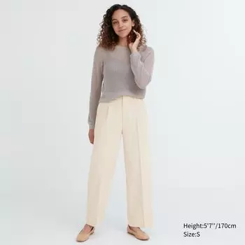 Брюки UNIQLO широкие плиссированные, молочный