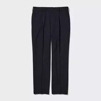 Брюки UNIQLO широкие с защипами, темно-синий
