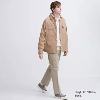 Брюки UNIQLO smart из хлопка, бежевый