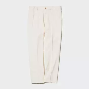 Брюки UNIQLO Smart из хлопка удлиненные, молочный