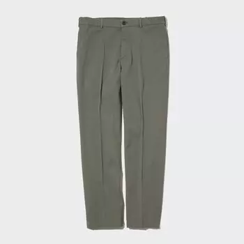 Брюки UNIQLO Smart из хлопка удлиненные, оливковый