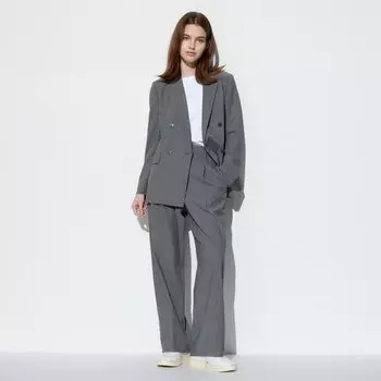 Брюки UNIQLO со складками, серый