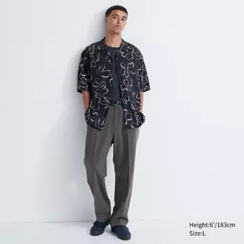 Брюки UNIQLO со складками, серый