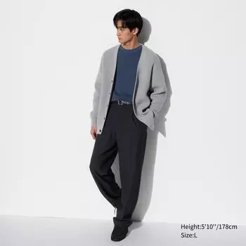 Брюки UNIQLO со складками, темно-синий
