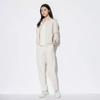 Брюки UNIQLO зауженного силуэта, бежевый